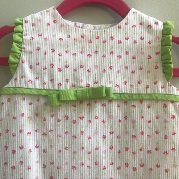Luli & Me Green and White Floral Dress, Size 12 Months. - Picture 2 of 7